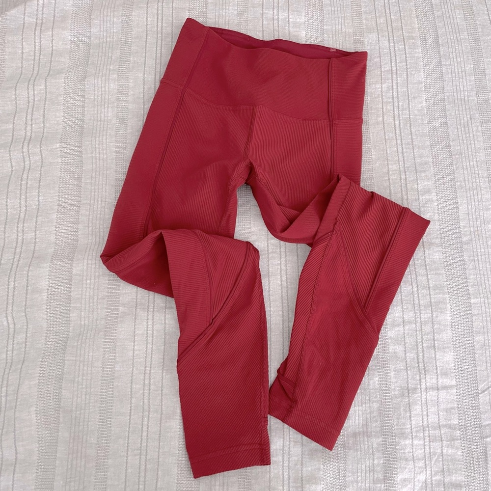 Lululemon ribbed red leggings 6
